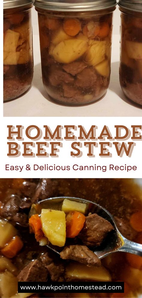 Pressure Canning Beef Stew, Safe Canning Recipes, Canning Beef Stew Pressure, Home Canned Soup Recipes, Potato Canning Recipes, Canned Ground Beef Recipes, Fall Canning Recipes, Canning Stew, Canned Stew