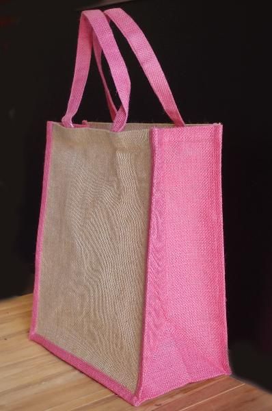 Jute Tote with Pink Trim Small Jute Bags, Decorated Tote Bags, Cheap Tote Bags, Pink Burlap, Polka Dot Bags, Colored Trim, Burlap Tote Bags, Lace Bag, Burlap Tote