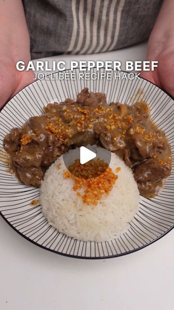 Garlic Pepper Beef Jollibee, Jollibee Recipe, Garlic Pepper Beef, Pepper Beef, Garlic Beef, Pacific Islander, Beef And Rice, Beef Steak, Asian Food