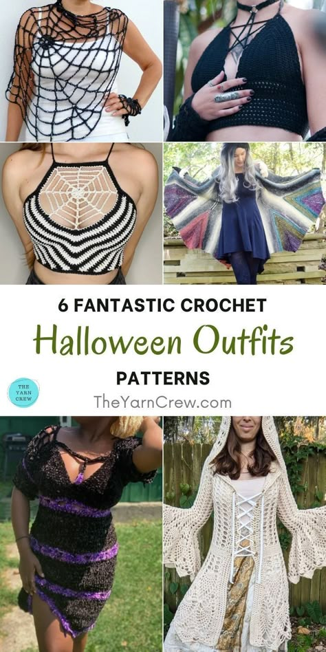 6 Fantastic Crochet Halloween Outfit Patterns. 6 Fantastic Crochet Halloween Outfit Patterns curated by The Yarn Crew. Crochet Halloween Costume, Outfit Patterns, Crochet Costumes, Random Clothes, Crochet Wearables, Gilet Crochet, Crochet Halloween, Halloween Crochet Patterns, Crochet Shawls