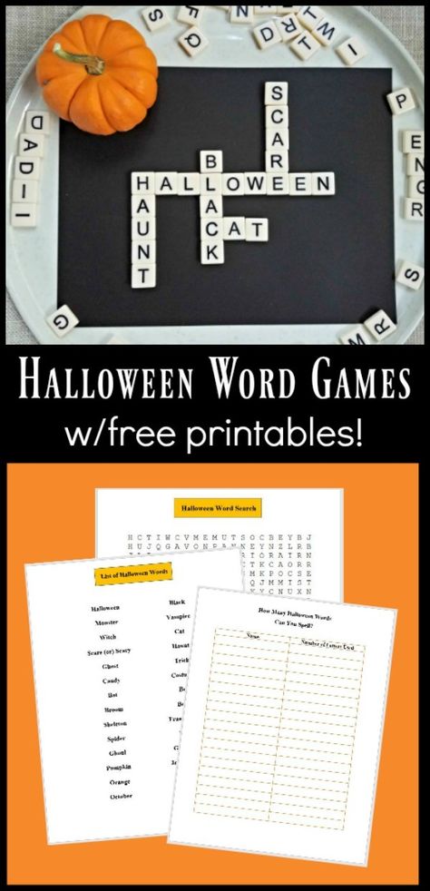 FREE Printable Halloween Word Games - Edventures with Kids Halloween Word Games, Halloween Mad Libs, Halloween Games Activities, Easy Halloween Games, Thanksgiving Games For Adults, Word Games For Kids, Printable Crossword Puzzles, Thanksgiving Games For Kids, Halloween Word Search