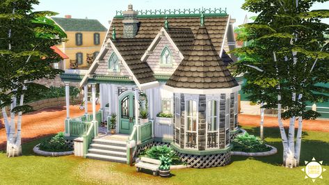 Sims 4 Small Victorian House, Small Victorian Home, Small Victorian House, Grandma Home, Ts4 Builds, Sims 4 Cottage, The Sims 4 Lots, Sims 4 Speed Build, Sims Houses