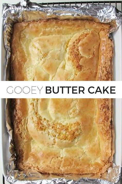 Easy Gooey Butter Cake Recipe, Gooey Butter Cake Recipe, Mom Meals, Ooey Gooey Butter Cake, Gooey Cake, Gooey Bars, Resepi Biskut, Kek Lapis, Gooey Butter