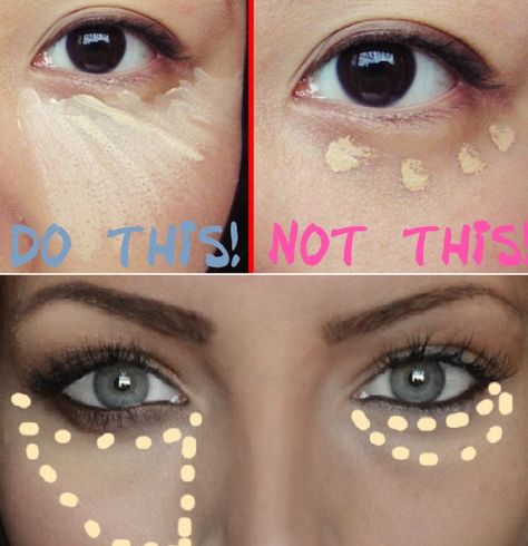 The correct way to put on concealer! (Without looking like you were wearing tanning goggles!) Eye Makeup Concealer, Best Under Eye Concealer, Under Eye Makeup, How To Apply Concealer, Dark Circles Under Eyes, Dark Under Eye, Concealer Makeup, Under Eyes, Apply Makeup