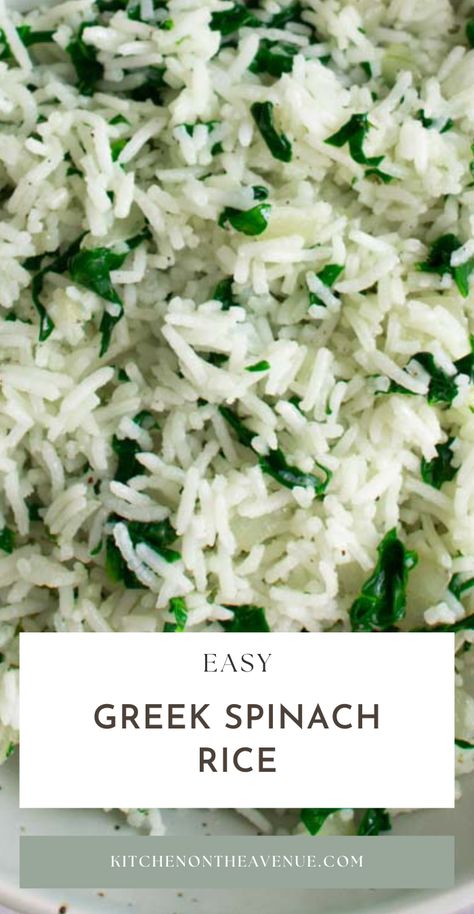 Sauteed Rice Recipes, Greek Spinach Rice Recipe, Rice With Spinach Recipe, Rice Spinach Recipe, Rice And Spinach Recipes, Spinach And Rice Recipes, Spinach Rice Recipe, Rice With Spinach, Spinach And Rice