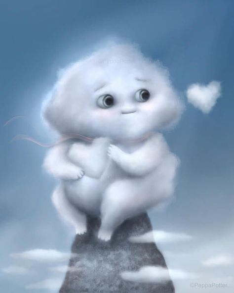 digital drawing of a fluffy little creature Cloud Creature, Cloud Character, Smile Drawing, Cloud Illustration, Rain Art, Cloud Art, Creature Drawings, Monster Art, Creature Art