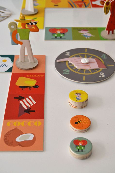 Now is the time to get your kids out from behind the screen. This is a really special board game and a crowdfunding project created by Milimbo studio: “Il Ricettario Magico” (The Magic Recipes). Four intrepid adventurers are going to start their own journey to looking for foods needed to prepare a recipe. Game Card Design, Cardboard Toys, Board Game Design, Fun Board Games, Board Games For Kids, Magic Recipe, Diy Games, Game Concept, Game Inspiration