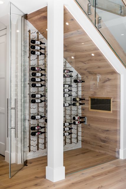 frameless glass wine door Wine Room Under Stairs, Wine Pantry, Wine Door, Under Stairs Wine Cellar, Custom Wine Room, Room Under Stairs, Glass Wine Cellar, Wine Cellar Door, Flip Ideas