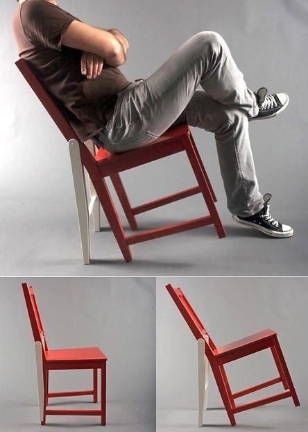 Chair - why do guys always have to lean back in chairs? perfect solution Creative Furniture, Chaise Design, Cool Ideas, Cool Inventions, Cool Chairs, A Chair, Floor Chair, Chair Design, Industrial Design