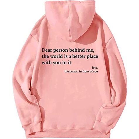 PRICES MAY VARY. Connect with Others in Style:The "Dear Person Behind Me" sweatshirt is more than just a fashion statement – it's a way to connect with others in a meaningful way. Comfortable & Durable:Made from high-quality materials, the "Dear Person Behind Me" sweatshirt is designed to be both comfortable & durable. Spread Positivity Everywhere You Go:By wearing the "Dear Person Behind Me" sweatshirt, you'll be spreading positivity & kindness wherever you go. Whether you're out running errand It Hoodie, Dear Person Behind Me, Better With You, Tiktok Shop, Trendy Hoodies, Letter Print Hoodie, Kangaroo Pocket Hoodie, You Matter, Comfy Sweatshirt