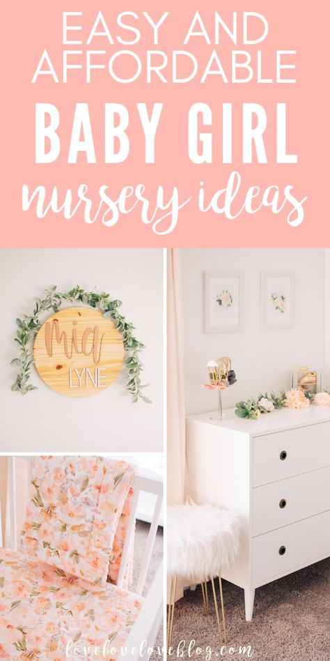 Are you looking for baby girl nursery room ideas or themes? You'll love the floral, modern baby girl nursery I decorated with several DIY projects like a cute baby bow holder and pieces that are totally affordable on a budget. #baby #babygirl #babygirlroom #babygirlroomideas #babynursery #babynurserydecor #babynurseryideas #nursery #nurserydecor #nurseryideas Modern Baby Girl Nursery, Budget Nursery, Modern Baby Girl, Bedroom Ideas On A Budget, Girl Bedroom Ideas, Baby Clothes Storage, Girl Nursery Room