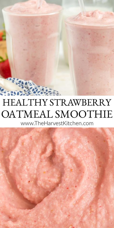 Strawberry Oatmeal Smoothie, Infused Waters, Oatmeal Smoothie, Fruit Smoothie Recipes Healthy, Strawberry Oatmeal, Oatmeal Smoothie Recipes, Protein Shake Smoothie, Oat Smoothie, Smoothie Recipes Healthy Breakfast