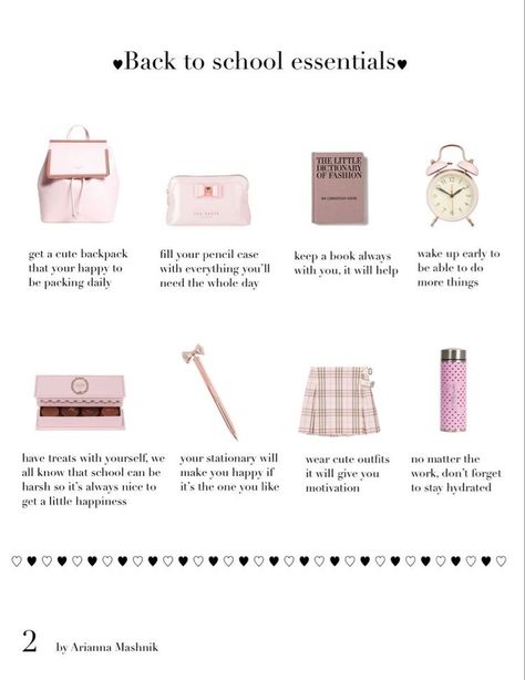 Back to school essentials Pink Academia, School Study Ideas, School Bag Essentials, Academic Motivation, School Study Tips, Life Hacks For School, Profile On Instagram, Glow Up Tips, Girl Tips