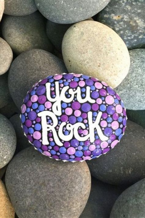 Words To Paint On Rocks, Rocks With Words, You Rock Rock Painting, Happy Painted Rocks, Painted Kindness Rocks Ideas, Painted Rocks Inspirational Words, Positivity Rocks Painting, You Rock Painted Rocks, Rock Painting Inspirational Quotes