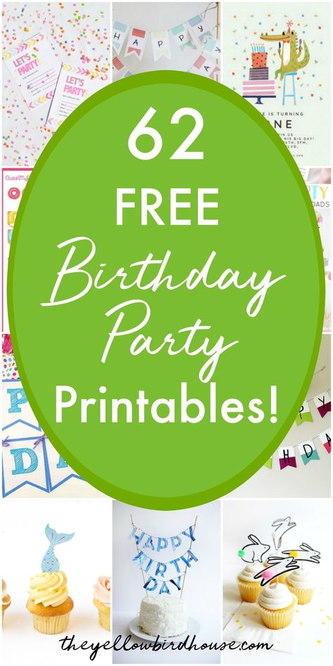 62 Free Birthday Party Printables 90th Birthday Party Invitations Free Printable, Free Printable Party Decorations, Birthday Printables Free, Printable Birthday Decorations, Cricut Tags, Birthday Party Invitations Diy, Printable Birthday Banner, Birthday Banner Template, Halloween Punch