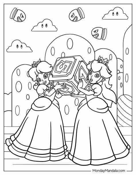 24 Princess Daisy Coloring Pages (Free PDF Printables) Princess Peach Coloring Page, Princess Coloring Sheets, Princess Printables, Mario Coloring Pages, Shark Coloring Pages, Princess Daisy, Paw Patrol Coloring, Disney Princess Coloring Pages, Paw Patrol Coloring Pages