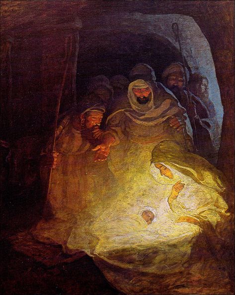 "The Nativity.  It was, then, not a dream.  This is the sign unto them."  1912 N.C. Wyeth The Nativity Scene, N C Wyeth, Nc Wyeth, The Nativity, Biblical Art, Wow Art, Jesus Art, Native Art, Sacred Art