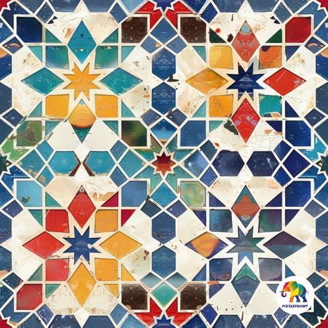 Transform your projects with our seamless colorful Turkish tile pattern, featuring an antique mosaic design with a realistic 3D effect. This pattern, characterized by its small broken tiles, adds a touch of historical elegance and vibrant artistry to any creation. ✨ Key Features: 📏 Size: 12x12 inch, perfect for diverse applications. 🎨 Resolution: 300 DPI for crisp, high-quality prints. 🏺 Design: Seamless Turkish tile pattern with an antique mosaic look. 🌈 Colorful: Vibrant colors that capture the essence of traditional Turkish artistry. 🖼️ 3D Effect: Realistic 3D design with small broken tiles for added depth. 💎 Versatile Use: Ideal for scrapbooking, invitations, wallpapers, fabric designs, and more. 🖨️ Print Quality: Ensures outstanding results for both digital and print projects. Turkish Tiles Pattern Design, Mosaic Branding, Middle Eastern Patterns, Moroccan Design Pattern, Mosaic Quilts, Antique Mosaic, Mosaic Workshop, Geometric Patterns Drawing, Marble Border