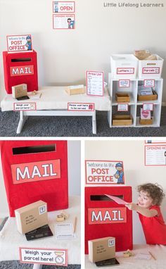 Imaginative Play Ideas, Post Office Dramatic Play, Office Dramatic Play, Dramatic Play Themes, Role Play Areas, Dramatic Play Preschool, Dramatic Play Area, Write A Letter, Dramatic Play Centers