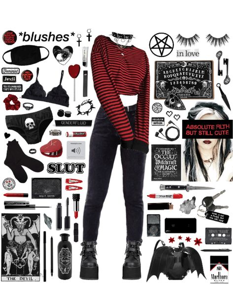 Vmas Red Carpet Outfit, Goth Outfits For School, Alice Aesthetic, Ropa Punk Rock, Red Goth, Pastel Goth Outfits, Alt Outfits, Emo Outfits, Alt Fashion