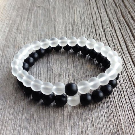 Matching Couple Bracelets, Distance Bracelets, Diy Beaded Rings, Slide Bracelet, Diy Bracelet Designs, Beads Bracelet Design, Gemstone Beaded Bracelets, Quartz Beads, Mens Beaded Bracelets