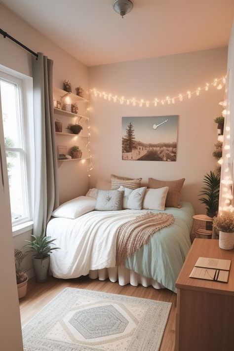 Room Arrangement Ideas Bedroom Simple, Vintage Theme Bedroom Ideas, Apartment Bedroom Layout Ideas, Bedroom Ideas For Medium Rooms, Teen Aesthetic Room, Room Inspo For Small Rooms, Full Bed Ideas Small Rooms, Teen Bedroom Ideas For Small Rooms, Small Room Makeover