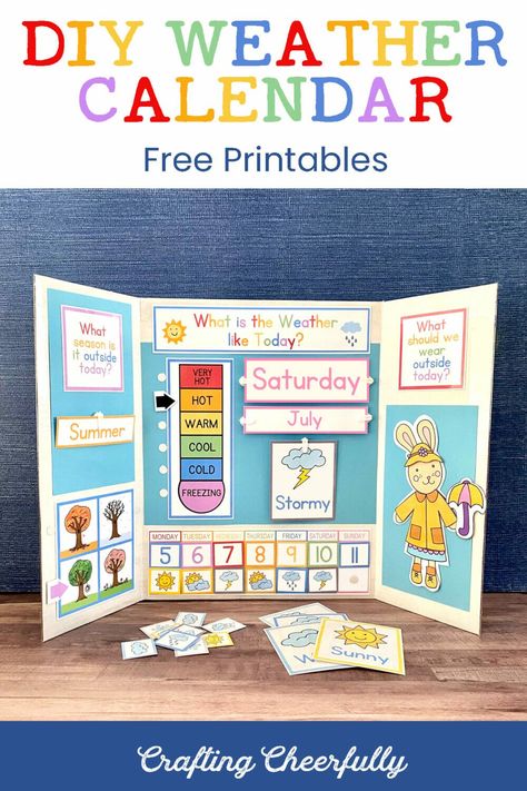 Calendar Weather Kindergarten, Montessori Weather Chart, Calendar Activities Preschool, Homeschool Daily Board, Free Weather Chart Printable, Calendar Kindergarten Board, Weather Calendar Preschool, Free Printable Weather Chart Preschool, Monthly Activities Calendar