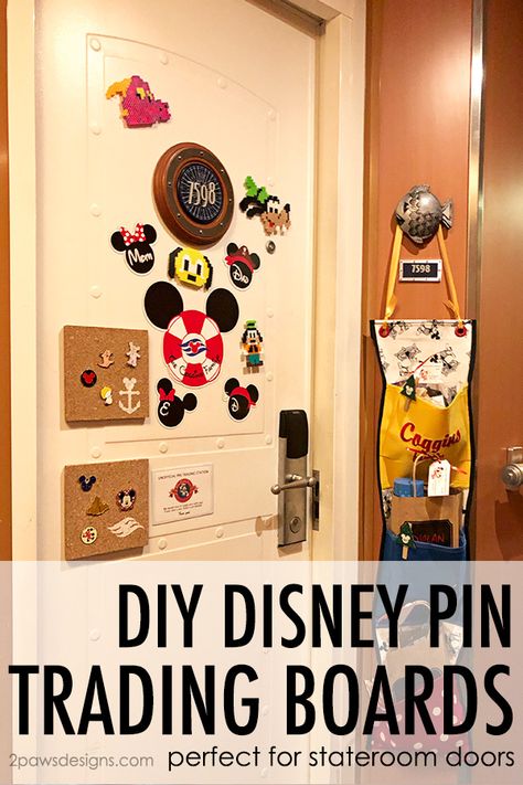 Enjoy trading pins on Dinsey Cruises? Follow this step by step tutorial to create your own trading boards. Hang outside your stateroom and have fun seeing what new trades you receive throughout your cruise. Disney Door Decorations Cruise, Disney Cruise Pin Trading, Disney Cruise Pin Trading Board, Pin Board Diy, Disney Cruise Door Decorations, Disney Cruise Fish Extender, Disney Cruise Door, Marvel Fashion, Cruise Ideas