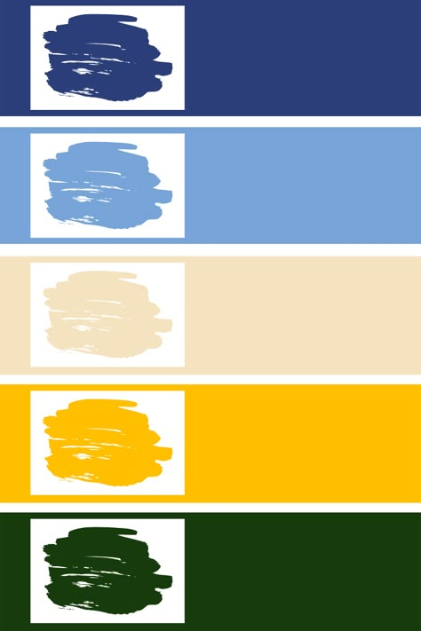 dorm decor color palette (dark blue/navy, sky blue/baby blue, cream/tan, yellow/gold, forest green) Green Navy Gold Color Palette, Blue Green Yellow Home Decor, Blue Yellow Color Palette Colour Schemes, Navy And Yellow Palette, Forest Green Yellow Color Palette, Forest Green And Blue Color Palettes, Blue Yellow Cream Color Palette, Dark Blue Yellow Color Palette, Blue Yellow Green White Color Palette