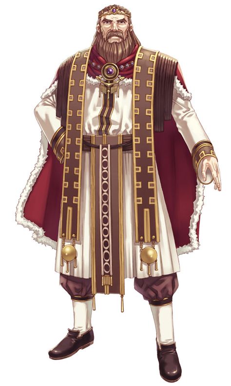 King from Blazing Souls King Characters Design, King Outfit Drawing, King Anime Art, King Drawing Character Design, King Arthur Character Design, Human Noble Dnd Male, Old King Character Art, Male Noble Character Art, King Sketch