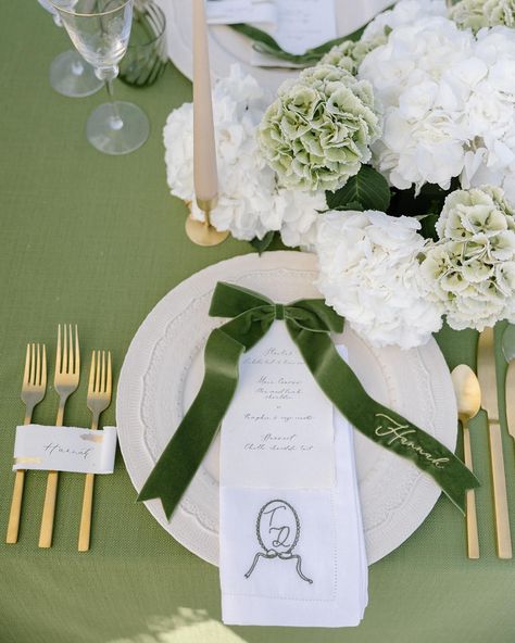 Thank you @byhannahbaskett for asking me to be involved with this beautiful wedding shoot at such a beautiful new venue @thakehammanor - which is due to open later in 2024! We provided custom embroidered wedding monogram napkins, using original artwork from @georgiaeleanordesigns embroidered in sage green and finished with sage green velvet bows embroidered as place settings 🤍 Venue | @thakehammanor Photographer | @elizabethrubyphotography Stylist | @byhannahbaskett Floral Design | @the... Hydrangea Wedding Table, Embroidered Wedding Napkins, Green And White Hydrangea, Green Hydrangea Wedding, White Hydrangea Wedding, Green Table Settings, Rustic Italian Wedding, Custom Wedding Napkins, Wedding Napkins Personalized