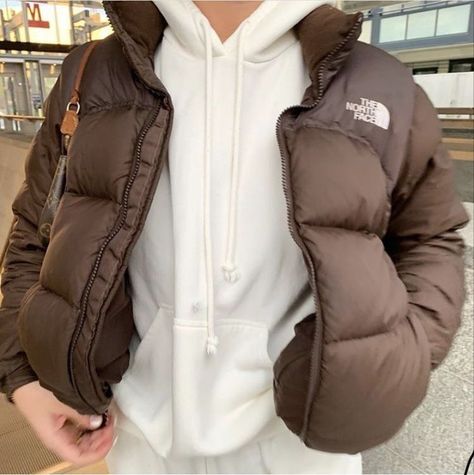 Brown North Face Puffer, North Face Puffer Jacket Outfit, North Face Jacket Outfit, Brown North Face, Puffer Outfit, Brown Puffer Jacket, Puffer Jacket Outfit, North Face Puffer Jacket, Chique Outfits