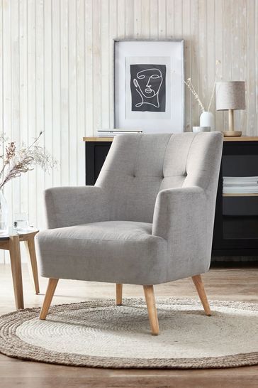 Grey Accent Chair, Grey Armchair, Grey Home Decor, Living Room And Dining Room, Free Fabric Swatches, Sofa Online, Wooden Leg, Modern Armchair, Chair Bed