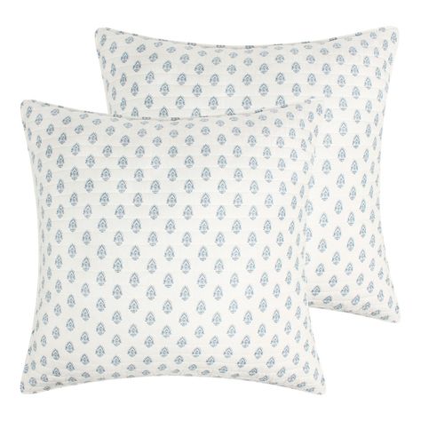 The Aliza Quilted Euro Sham Set of 2 by Levtex Home is inspired by artistic folk art. Offered in blue and cream, this design will immediately transform your bedroom. These shams feature mini blue medallion on a cream gorund.. The Euro Sham Set of 2 (26x26in.) is microfiber, quilted with a cotton rich filler and is machine washable. Pillow inner not included. Enjoy this for years to come! Preppy Pillows, Euro Pillows, Cream Pillows, College Room, Mini Blue, Stay In Bed, Euro Sham, Euro Shams, Twin Quilt