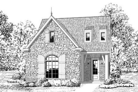 Plan #424-123 - Houseplans.com English Cottage Floor Plans, Narrow Lot House Plans, Cottage Floor Plans, European House Plans, French Country House Plans, European Style House, Cottage Style House Plans, European House Plan, Small House Floor Plans