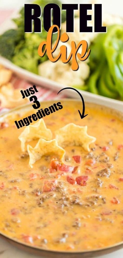 Cheesy Salsa Dip, The Best Rotel Dip, Party Food To Bring, Best Rotel Dip, Homemade Rotel, Rotel Recipes, Queso Dip Recipe, Super Easy Appetizers, Recipe With Ground Beef