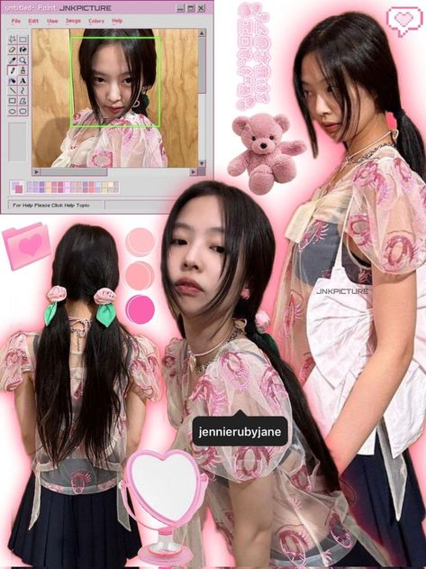 Blackpink Jennie Aesthetic, Jennie Blackpink Aesthetic, Jennie Aesthetic, Pink Collage, Blackpink Aesthetic, Black Pink Background, Blink Book, Bubbles Wallpaper, Blackpink Icons