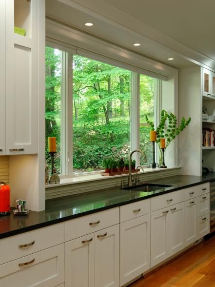 Explore beautiful kitchen window ideas and find inspiration for your own dream kitchen design. Kitchen Window Ideas, Modern Kitchen Window, Sink Window, Kitchen Window Design, Kitchen Sink Window, Kitchen Window Sill, Transitional Decor Kitchen, Kitchen Window Treatments, New Kitchen Cabinets