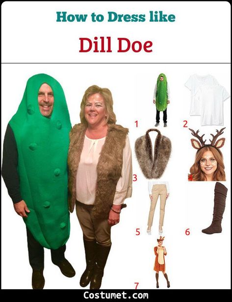 Dill Pickle and Doe Costume for Cosplay & Halloween 2022 Dill Doe Costume, Dill Doe Halloween Costume, Doe Costume Women, Pickle Halloween Costume, Quick Halloween Costumes Last Minute Men, Pickle Costume, Halloween Costumes Last Minute, Costumes Last Minute, Deer Headband