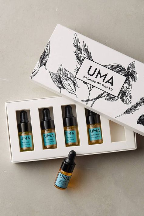 Uma Wllness Oil Kit $40 Essential Oil Box, Essential Oils Kit, Aroma Oil, Essential Oil Fragrance, Brand Identity Pack, Luxury Packaging, Makeup Shop, Beauty Wellness, Essential Oil Blends