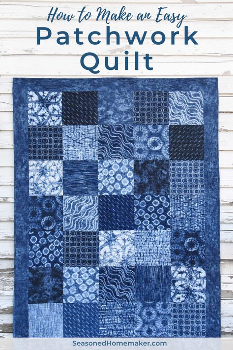 How To Make A Bedspread, Lap Quilts For Beginners Free Patterns, Patchwork Quilt For Beginners, Quilting Squares For Beginners, Big Square Quilt Pattern, Blue Quilt Patterns Free, Square Quilt Patterns Easy Free, Simple Beginner Quilts Easy Patterns, Quilt Beginner Easy