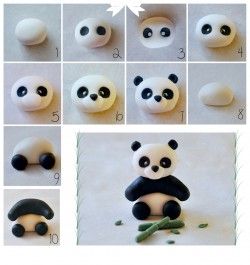 Panda Bear Cake, Kue Fondant, Flori Fondant, Bolo Panda, Clay Crafts For Kids, Panda Birthday, Panda Party, Bear Cake, Fondant Animals