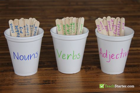 9 Clever and Creative Ways to Use Paddle Pop Sticks in the Classroom | Teach Starter Nouns Verbs Adjectives Activities, Verbs And Adjectives, Adjectives Activities, Verbs Activities, Paddle Pop, Learning Sight Words, Nouns Verbs Adjectives, Nouns And Adjectives, Pop Stick