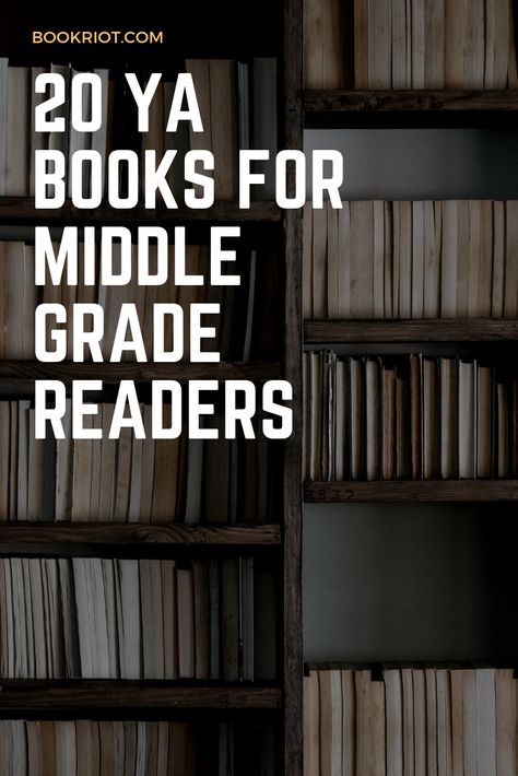 20 YA books that are great for middle grade readers. ya books | ya books for middle graders | ya book lists | book lists | #YALit Ya Book Recommendations, Best Books For Teens, Reading Inspiration, Books Worth Reading, Cook Quinoa, Library Bookshelves, Fantasy Quotes, Tim Ferriss, School Librarian