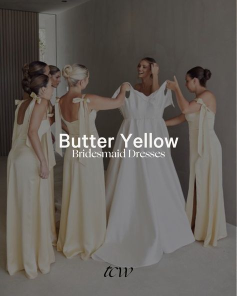 This soft and romantic hue adds a touch of warmth and brightness to any bridal party. The colour yellow is often associated with happiness, joy, and positivity, making it a perfect choice for celebrating love and new beginnings. Whether you're planning a garden wedding or a beach ceremony, butter yellow bridesmaid dresses are a versatile and timeless choice that will complement any wedding theme. Butter Yellow Bridesmaid Dresses, Yellow Bridesmaid Dress, Planning A Garden, Maids To Measure, Yellow Bridesmaid, Yellow Bridesmaid Dresses, Yellow Bridesmaids, Beach Ceremony, Butter Yellow