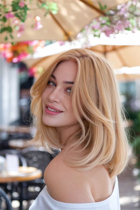 Dive into the allure of honey blonde hair, where golden streaks blend effortlessly to create a warm, inviting look perfect for any season. Whether you’re rocking shoulder-length locks or a chic chin-length bob, this shade adds a touch of radiance. Enhance your honey hue with subtle highlights or a soft ombre effect for added dimension. Elevate your hairstyle game and let your hair shine with honey blonde brilliance! #blondehair #honeyblondehair Yellow Blonde Hair, Soft Ombre, Yellow Blonde, Chin Length, Chin Length Bob, Subtle Highlights, Warm Blonde, Honey Blonde Hair, Hair Shine