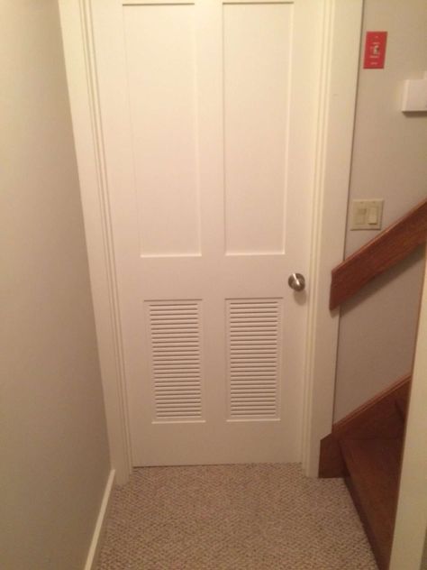 Air Conditioning Closet Door Ideas, Closet Ventilation, Doors With Ventilation, Louvered Door Ideas, Vented Door, Louvered Interior Doors, Property Ideas, Soundproofing Material, Craftsman Door