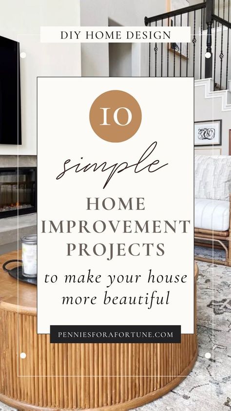 Think about it: a custom home improvement project could be just the thing to spark your creativity and make your home more beautiful and functional! House improvement projects don't need to be complicated or expensive! From backyard makeovers to playroom remodels and furniture renovation, I'm sharing 10 simple DIY home project ideas to consider! If you need some inspiration and guidance on getting started (and wonder which tools you need for easy home renovation projects!), then keep reading! Easy Home Renovations, Home Depot Projects, Diy Home Updates, Diy Furniture Makeover Ideas, House Improvement, Handyman Projects, Patio Flooring, Diy Furniture Renovation, Furniture Renovation