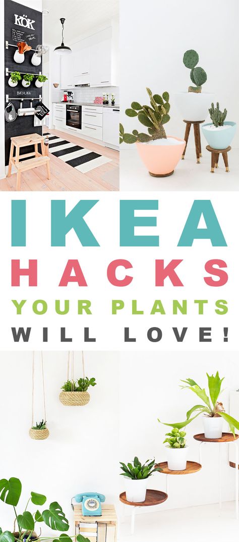 IKEA Hacks Your Plants Will LOVE! - The Cottage Market Ikea Plant Hacks, Ikea Plant Wall, Plant Stand Hack, Ikea Plant Stand, Ikea Planters, Ikea Lanterns, Ikea Plant, Ikea Basket, Mid Century Modern Plant Stand