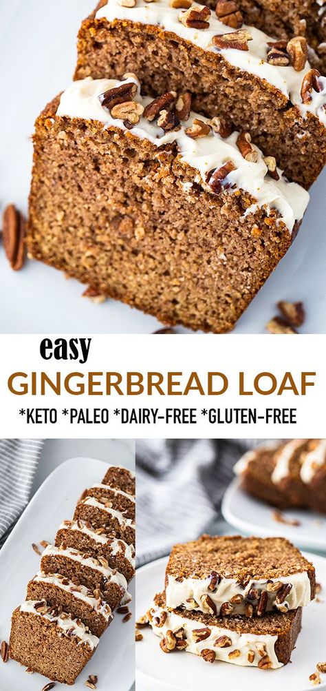 Eating Well Recipes Healthy, Ginger Loaf Recipe, Starbucks Gingerbread Loaf Recipe, Ginger Bread Loaf, Keto Sweetener, Gingerbread Loaf Recipe, Paleo Holiday Recipes, Paleo Gingerbread, Heathy Eats